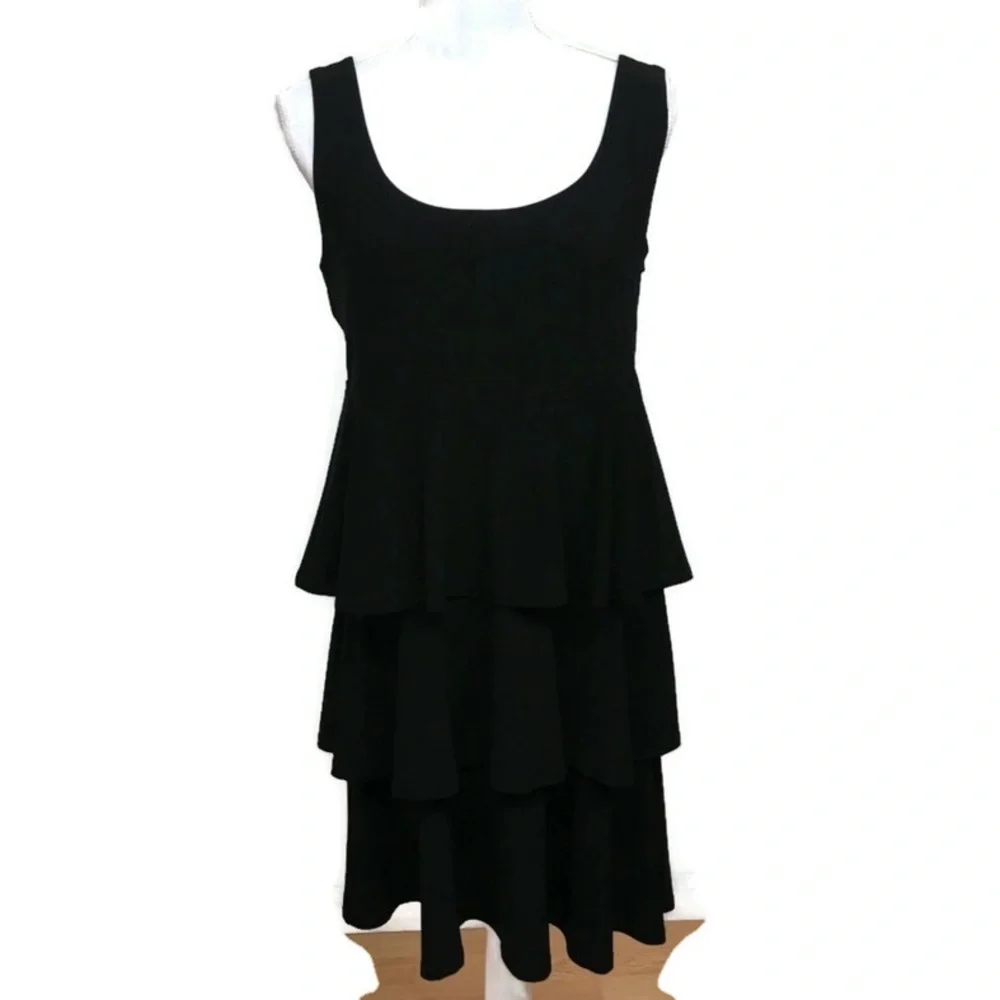 Tiani B Black Tier Ruffled Dress Sz.M